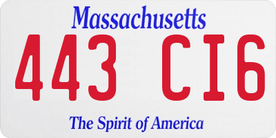 MA license plate 443CI6