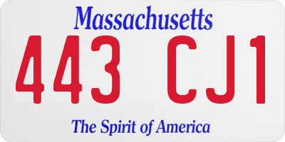 MA license plate 443CJ1