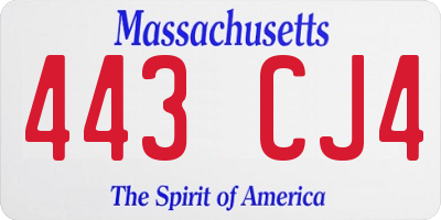 MA license plate 443CJ4