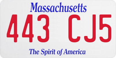 MA license plate 443CJ5