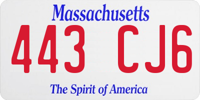 MA license plate 443CJ6