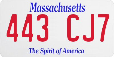 MA license plate 443CJ7