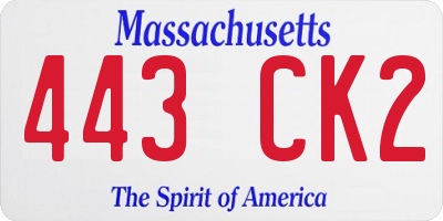 MA license plate 443CK2