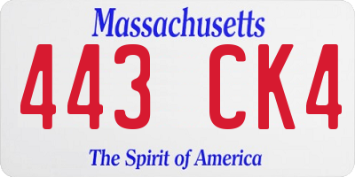 MA license plate 443CK4