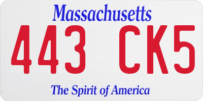 MA license plate 443CK5