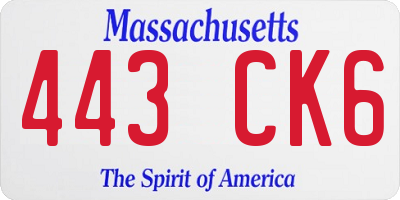 MA license plate 443CK6
