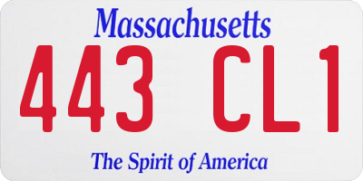 MA license plate 443CL1
