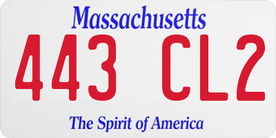 MA license plate 443CL2