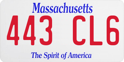 MA license plate 443CL6