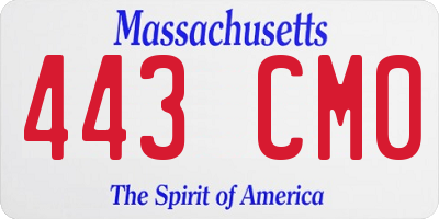 MA license plate 443CM0