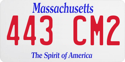MA license plate 443CM2