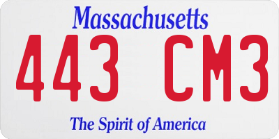 MA license plate 443CM3