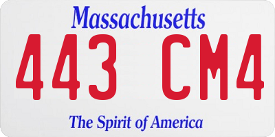 MA license plate 443CM4