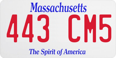 MA license plate 443CM5