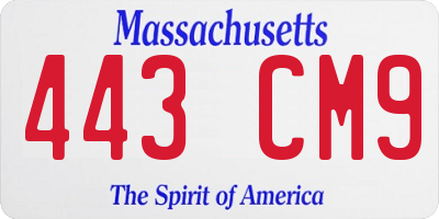 MA license plate 443CM9