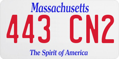 MA license plate 443CN2