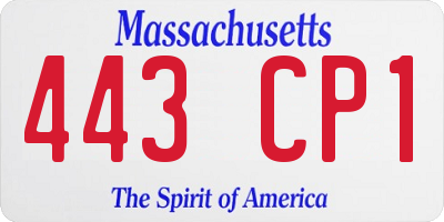 MA license plate 443CP1