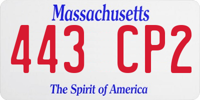MA license plate 443CP2