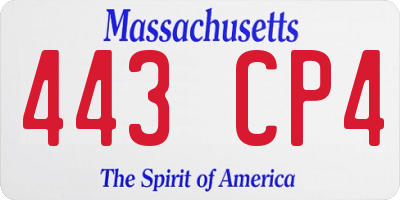 MA license plate 443CP4