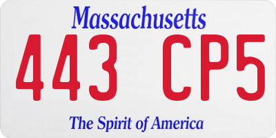 MA license plate 443CP5