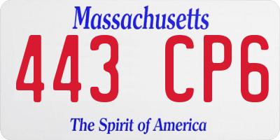 MA license plate 443CP6