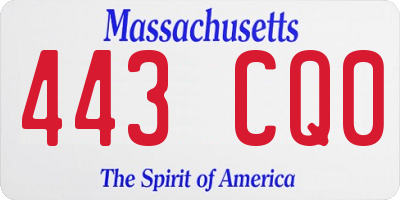 MA license plate 443CQ0