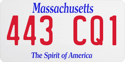 MA license plate 443CQ1