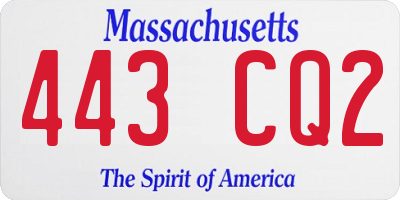 MA license plate 443CQ2