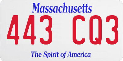 MA license plate 443CQ3