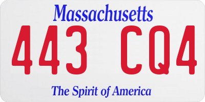 MA license plate 443CQ4