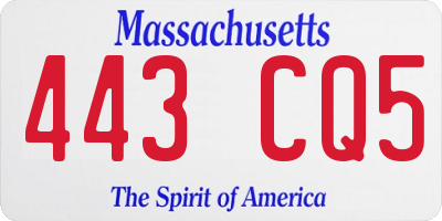 MA license plate 443CQ5