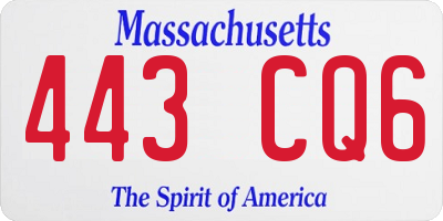 MA license plate 443CQ6