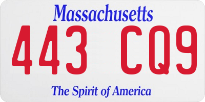 MA license plate 443CQ9