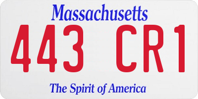 MA license plate 443CR1