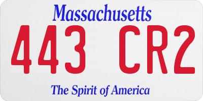 MA license plate 443CR2