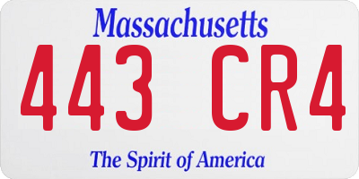 MA license plate 443CR4