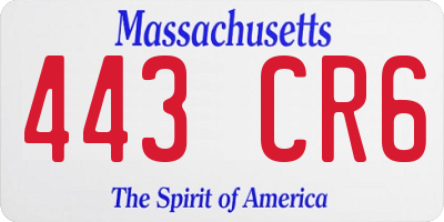 MA license plate 443CR6