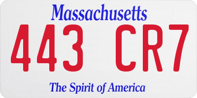 MA license plate 443CR7