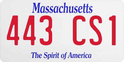 MA license plate 443CS1