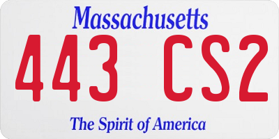 MA license plate 443CS2