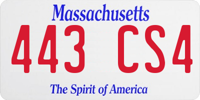 MA license plate 443CS4