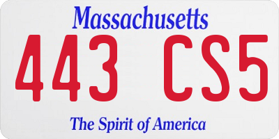 MA license plate 443CS5
