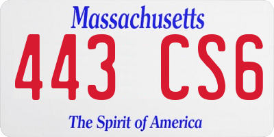 MA license plate 443CS6