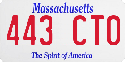 MA license plate 443CT0