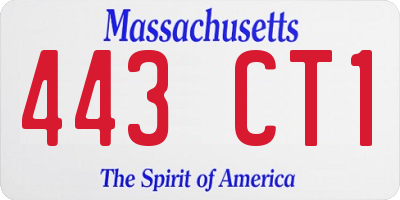 MA license plate 443CT1