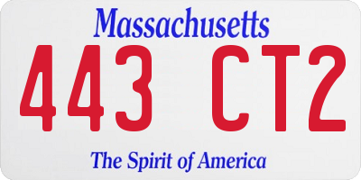 MA license plate 443CT2