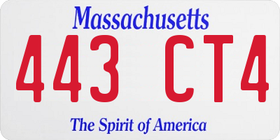 MA license plate 443CT4