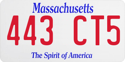 MA license plate 443CT5