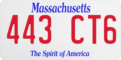 MA license plate 443CT6
