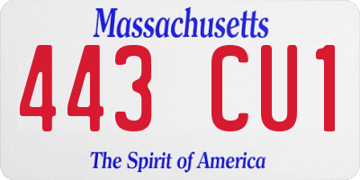 MA license plate 443CU1